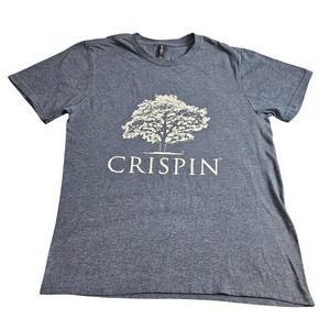 Crispin Cider TShirt‎ Mens Large Tree Graphic Blue Casual Minimalist Barcore